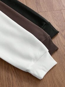 SWAVVY 男士撞色刺绣英文字母 Polo 领卫衣，秋冬服装，情侣装 - 彩色 - 查看 9