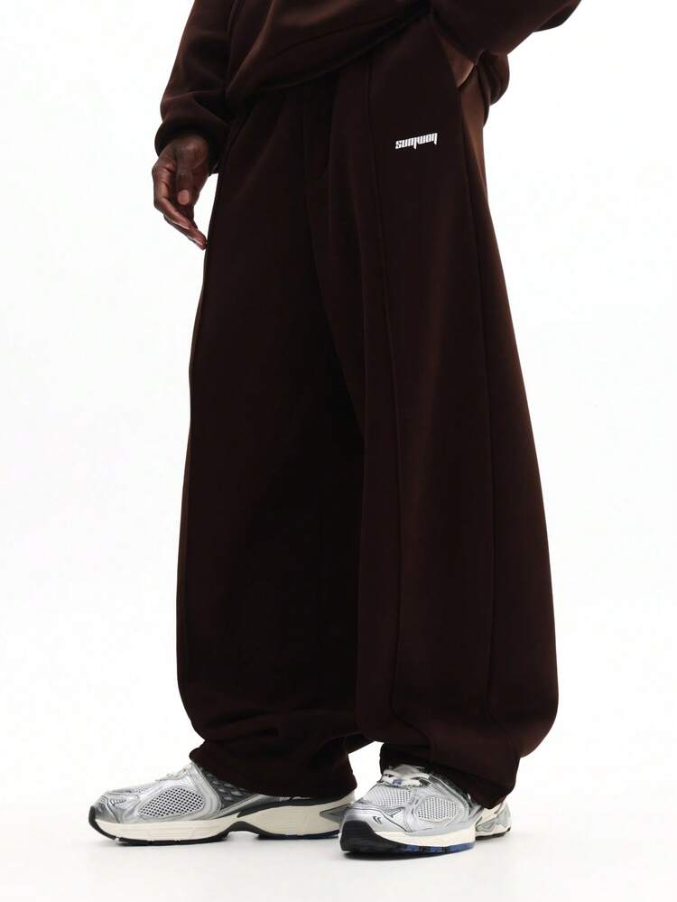 SUMWON Comfortable Oversized Fleece Sweatpants With Elastic Waistband For Casual Loungewear And Daily Wear Plain