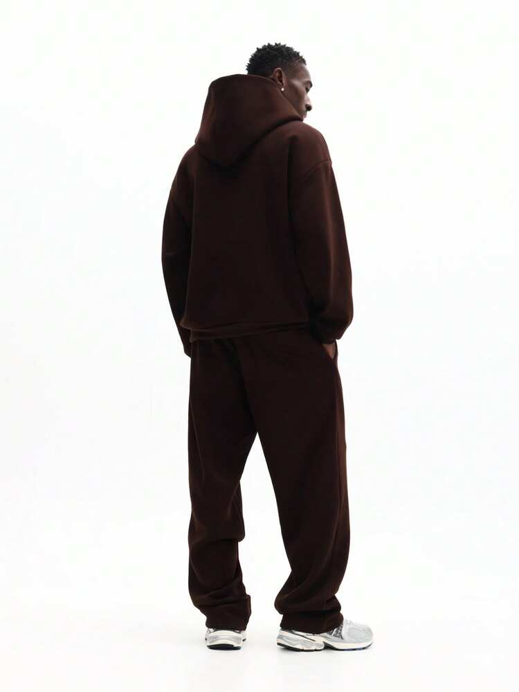 Oversized Brown Fleece Hoodie And Sweatpant Set