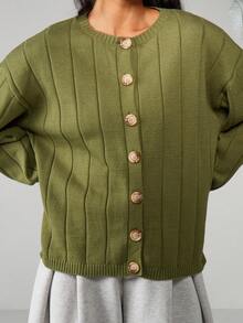 MISSGUIDED Áo khoác cardigan cài nút phía trước dáng rộng thoải mái cho mùa thu đông ấm áp mặc trong dịp Giáng sinh - màu xanh lá - Xem 4