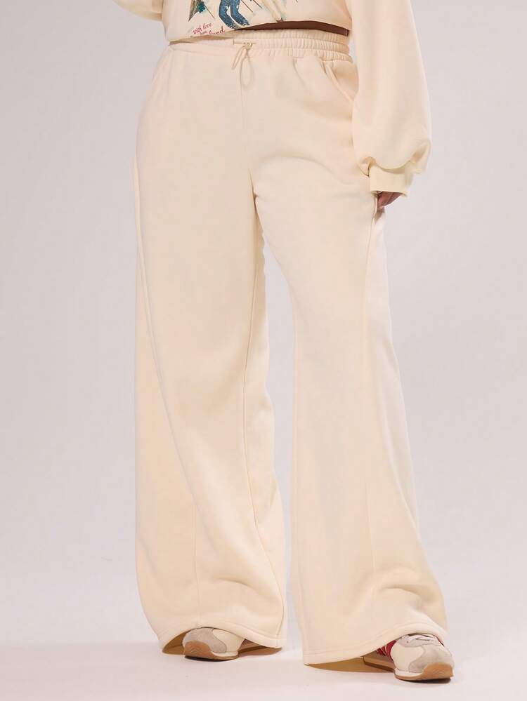 MUSERA Pantalones de chándal con cintura elástica, detalle de costura de pierna ancha, invierno, vacaciones, acogedor, lindo festivo, esquí, fiesta après-ski - Albaricoque - Añade 1