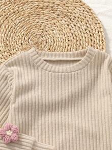 SHEIN Vintaside Kids 2pcs/Set Young Girl Casual Floral Decor Top And Dress Set, Autumn - Pink - View 6