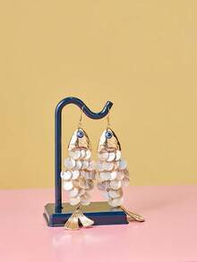 Joivida 2pcs 3D Movable Fish Earrings, Gold Plated Fish Dangle Earrings, Articulated Fish Jewelry, Unique Fish Pisces Earrings, Sea Lover Gift For Her - Multicolor - View 1