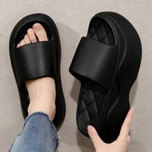 Zapatillas de casa mujer, chanclas mujer,zapatillas estar por casa mujer EVA para mujer, sandalias de plataforma de 7cm,antideslizantes y suaves, perfectas para usar en casa, en la playa o en el baño. - Negro - Ver 1