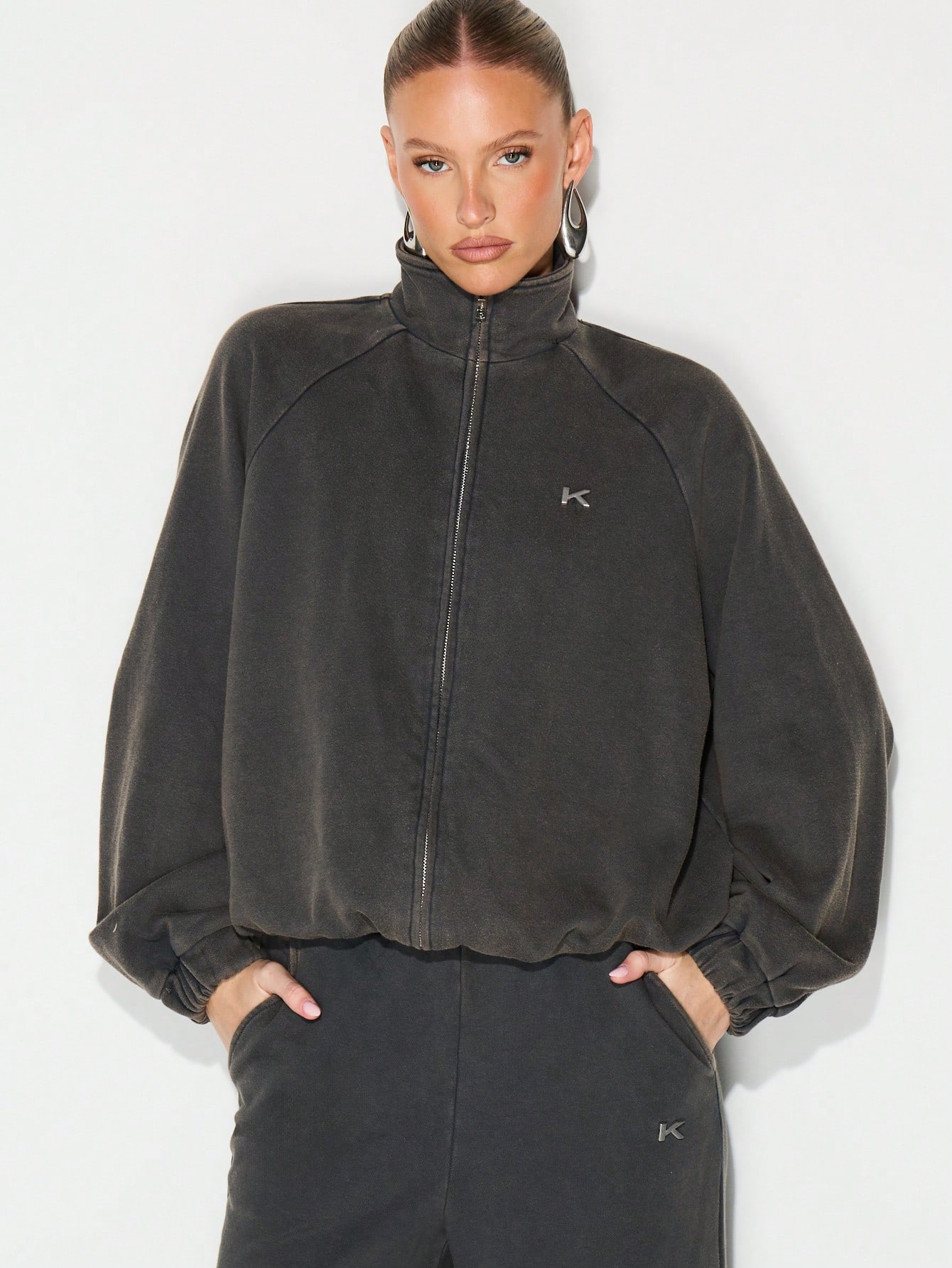 KIZN Full Zip Sweatshirt With Funnel Neck