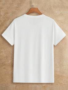 Manfinity BRENVOR 3 chiếc/gói Áo thun nam tay ngắn dệt kim màu trơn thường ngày, thích hợp mặc hàng ngày, mùa hè - trắng - Xem 6