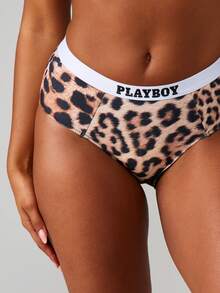 Missguided x Playboy Bộ đồ lót và áo ngực họa tiết da báo có dây thun co giãn logo - Nhiều màu - Xem 5