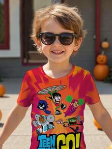 Teen Titans Go X SHEIN On Graphic T-Shirt - Short Sleeves Round Neck Regular Fit - Cartoon Superhero Print - White - View 6