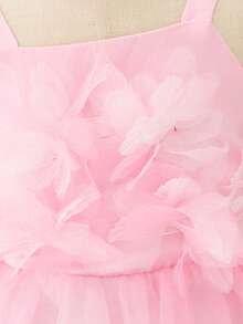 Glamorique Kids Baby Girl Flower Bridesmaid Dress, Wedding, Flower Girl ,Elegant,Pink Dress,3D Rose,Wedding Guest Dress,Suitable For Formal Occasions,