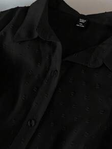 GlowEve CURVE Kemeja Lengan Pendek Polos Kasual Ukuran Besar - Hitam - View 4