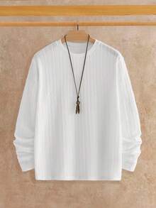 Manfinity NXTstreet 2件装男士纹理休闲长袖T恤，适合日常穿着，男士毛衣上衣，休闲上衣，男士长袖针织衫，秋季服装 - 彩色 - 查看 9