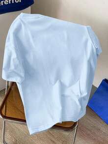 Manfinity Joysei Light Blue Label Men's White Crew Neck T-Shirt ( Fabric)