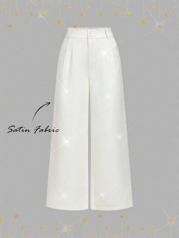 SHEIN MOD سروال فضفاض ذو خصر عالي من الساتان بلون المشمش للنساء، بنطلون أنيق للنساء، بنطلون أبيض، ملابس شتوية للنساء، ملابس حفلة عيد الميلاد، ملابس رأس السنة الجديدة، ملابس ، ملابس أنيقة، ملابس للحفلات، ملابس حفلات التخرج، فساتين أنيقة للحفلات، ملابس رأس السنة الجديدة