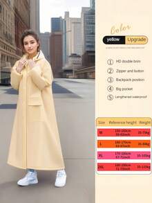 SHEIN Fashion Multifunctional Raincoat Long Full-Body Rainproof Rain Coat For Women Thickened Rain Coat Waterproof And Windproof Rain Poncho Multi Functional Raincoats Outdoor Activities Rain Wear Rain Jacket Cycling Traveling Climbing Rain Coat White Raincoat Pink Raincoat Purple Rain Gear Women's Outdoor Clothing ,Office,Household,Travel, Back
