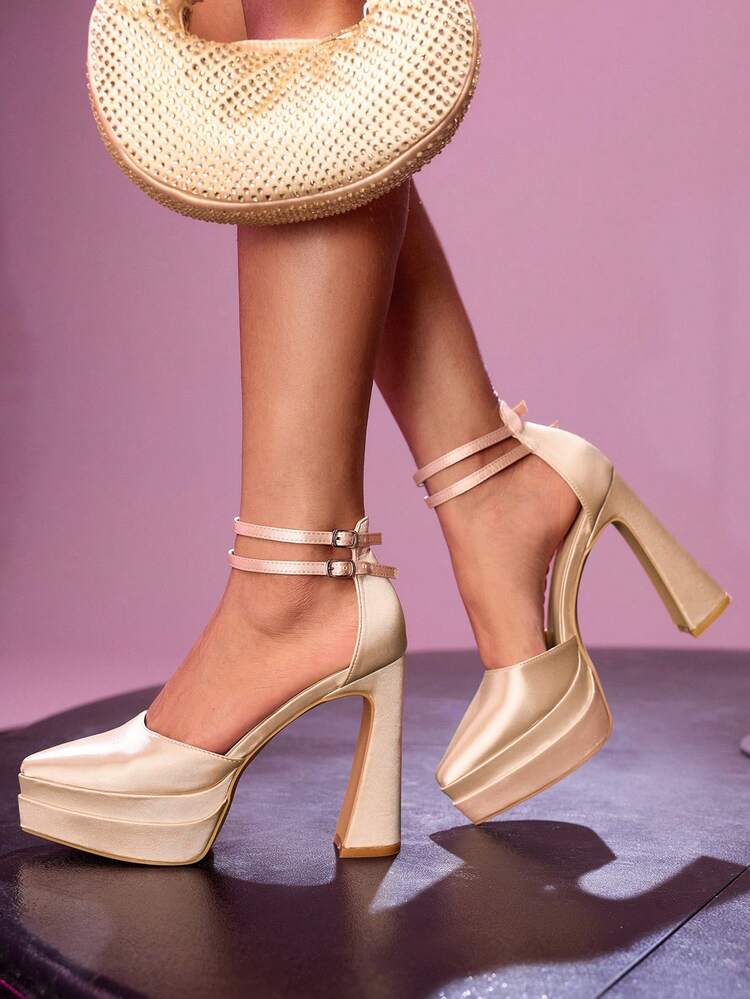 CUCCOO LuxiPop Women's Buckle Design Fashion Platform High Heel Shoes, Suitable For Party, Halloween, Christmas, Nightclub