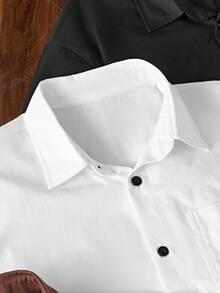 Manfinity VCAY Set 2 bucăți cămăși țesute pentru bărbați, casual, lejer, cu mânecă scurtă, multicolore, stil tânăr și la modă