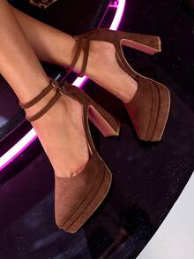 CUCCOO LuxiPop Women Shoes Dark Green Water Platform High Heels Christmas Party Wear Sexy Nightclub Style - Brown - View 3