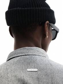 SUMWON Boxy Fit Long Sleeve Textured Overshirt With Chest Pocket Detail Button Front Casual Shirt Plain - Black and White - View 8