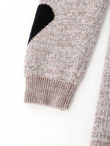 Sparklyn Teen GirlNew Autumn/Winter Slim Fit, Sweet Korean Style, Stylish Heart Design High Neck Knit Dress, Suitable For Home, Outing, Party, Back To School Heart Pattern Dress Sweater Dress Long Sleeve Dresses Turtleneck Dress Winter Dresses For Teens Teens Jumpers Dress - Grey - View 4