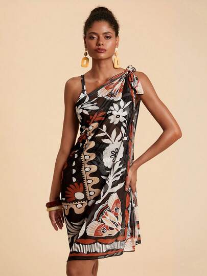 Travachic Summer Women's Contrast Color Vintage Style Knotted Cover Ups,Summer For Women,Bathing Suits For Women,Bathing Suits For Women Boho, Tropical Two Piece Set, Chic Beach Skirt Set, New Year, Thanksgiving, Christmas, Beach Swimsuit, Beach,Beach For Women,Beach Set ,Beach For Women ,Beach Fashion,Women's Beach Fashion