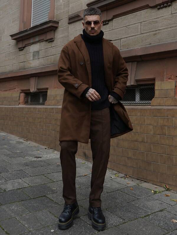 Artur Kramer 1 件男士双排扣翻领大衣，秋冬款