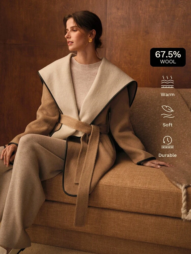 WOOL CONTRAST TRIM OVERCOAT