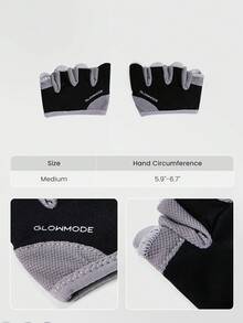 GLOWMODE Grip And Glow Sweat-Wicking Stretchy Non-Slip Rubber Mesh 4-Finger Training Gloves Gym Studio Yoga Workout Dumbbells Active Wear - Black - View 6