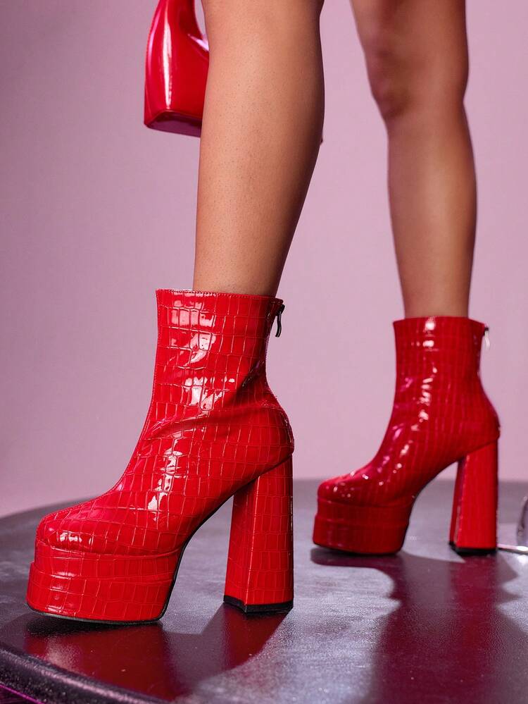 CUCCOO LuxiPop Bottes à talons hauts plateforme glamour et imperméables pour femmes, style sexy de boîte de nuit pour les fêtes de Noël