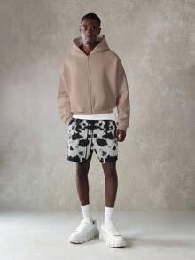 SUMWON 拉链连帽衫 街头风短款卫衣 全拉链宽松休闲秋冬外套 抽绳连帽 罗纹袖口 下摆 纯色 - 卡其色 - 查看 7