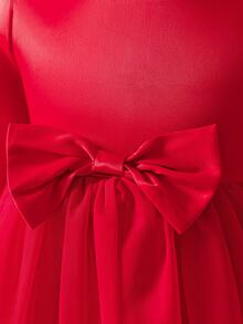 Glamorique Kids Vestido rojo elegante para fiesta de Navidad de niña - Rojo - Ver 6