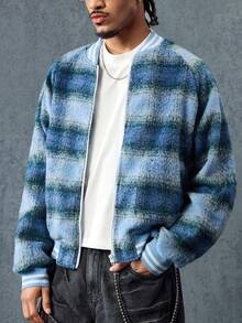 ROMWE MEN Street Life Herren Herbst/Winter karierter Mantel mit Langarm, Streetwear Stil - Verschiedenfarbig - Übersicht 4
