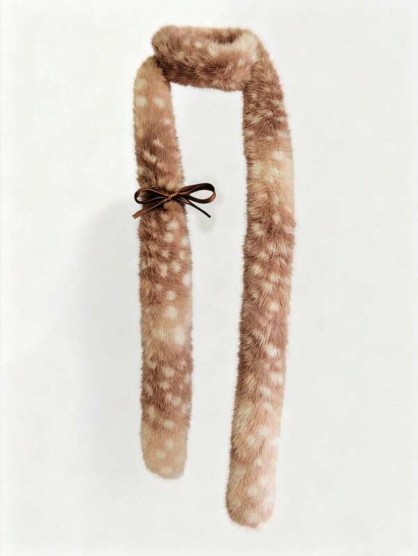 ROMWE Fairycore 1pc Cute Deer Plush Shawl, Sweet Animal Pattern Scarf, Warm & Fashionable Neck Wrap Accessory For Autumn/Winter