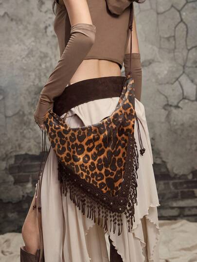 Fairycore Women's Vacation Bohemian Style Embroidered Fringe Tote Shoulder Bag