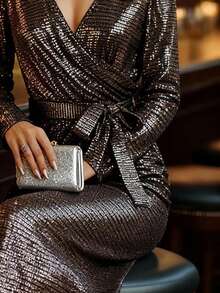 EMERY ROSE Váy bó eo đính sequin cho nữ - Vàng - Xem 4