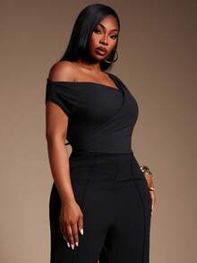 SHEIN SXY Plus Size Women's New Autumn/Winter Jacquard Fabric Digital Print Sleeveless Jumpsuit - Grey - View 6