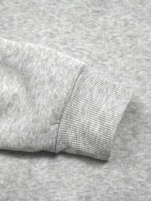 Manfinity 男士休闲标语印花圆领长袖宽松套头卫衣，秋冬款 - 灰色 - 查看 3