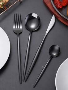 24pcs Stainless Steel Hotel Western Dining Cutlery Set With Knife, Fork, Spoon And Tea Spoon,Kitchen,Christmas Gift