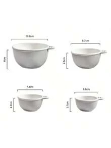 1 套创意小碗形陶瓷量杯新骨瓷釉面大理石量杯可爱小碗 4 件套，陶瓷牛奶量杯鸡蛋量碗烘焙碗，量杯，陶瓷，标准测量，4 件套碗带手柄，包括 1 杯、1/2 杯、1/3 杯和 1/4 杯，可用洗碗机清洗 - 彩色 - 查看 2