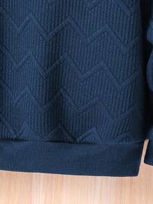 SHEIN Vacaura 青少年男孩字母图案圆领宽松长袖卫衣 - 藍色 - 查看 3