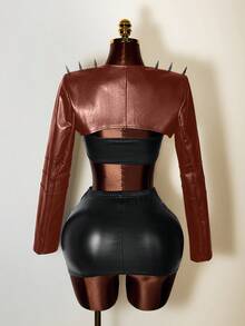 Mistrie Jaqueta Curta Feminina Punk com Rebites