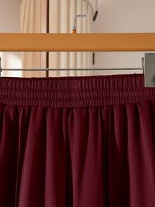 Modelyn Burgundy Slimming Zip-Up Hooded Casual Long Sleeve Jacket & Pants 2 Pieces Set For Women, Autumn/Winter - Burgundy - View 7