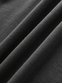 Attitoon Women's Casual Retro Punk Minimalist, Floral English Letter Distressed Print Pattern, V-Neck Halter Tie Short Sleeve Bodycon Dark Gray Contrast Color Short Sleeve T-Shirt, Comfortable For Autumn/Winter Graphic - Dark Grey - View 8