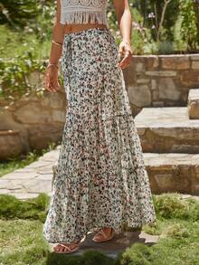 KARISMINA Tassel Tie Front Button Front Tiered Skirt - Multicolor - View 4