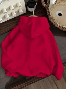 Sparklyn Áo nỉ màu đỏ thoải mái, họa tiết bướm, dành cho bé gái tuổi teen, thích hợp mặc mùa đông, hàng ngày, ngoài trời, ấm áp và hợp thời trang. - Đỏ - Xem 2