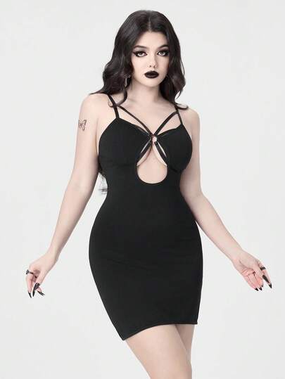 Gothic Metal Buckle Modal Camisole Dress Sleepwear
