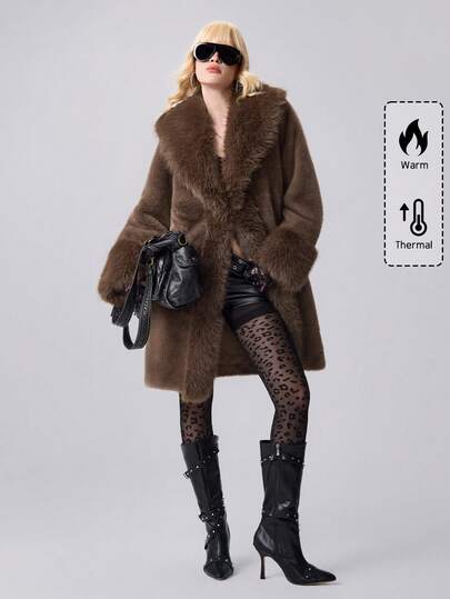 Women's Retro Faux Fur Coat, Fashionable For Autumn/Winter