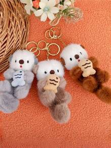 Joivida 1pc Cute Plush Otter Holding Fish Doll Doll Pendant, Bag Charm, Keychain Halloween Accessories Teachers Day Christmas Gift Ideas