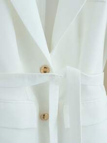 Franclia Elegant White Blazer Jacket & Mesh Skirt, Fashionable & Versatile 2 Pieces Suit Set, Autumn/Winter - Beige - View 4