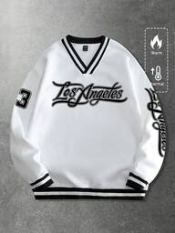 ROMWE MEN Prep 男士休闲字母印花卫衣，秋冬季长袖上衣