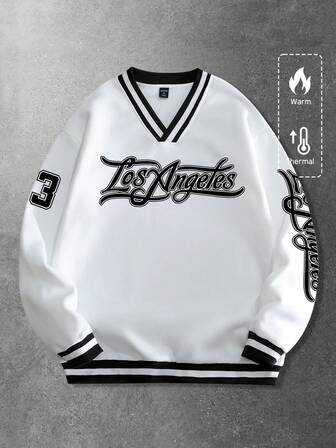 Prep Herren Lässig Pullover mit Buchstaben-Muster, Herbst/Winter